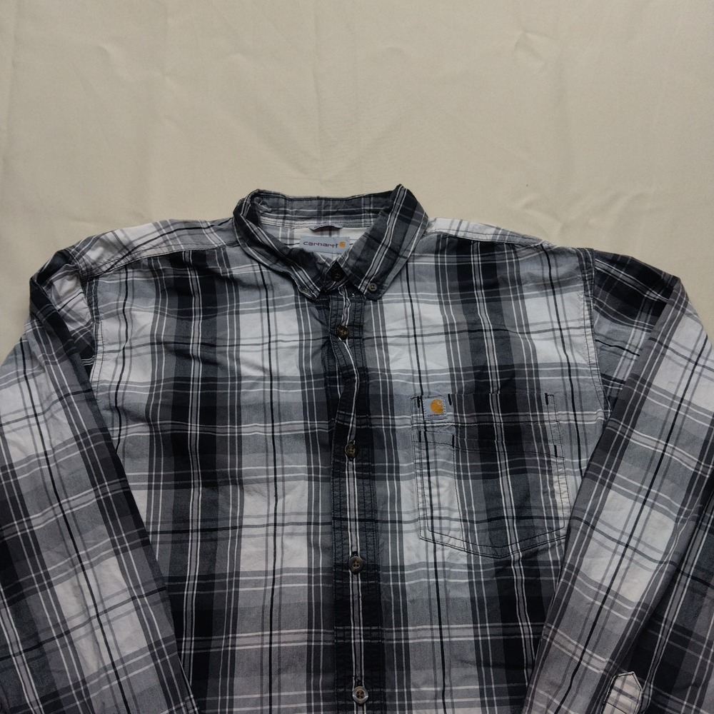 Carhartt Men's Long Sleeve Button Down Relaxed Fit 100% Cotton Shirt Plaid XL
